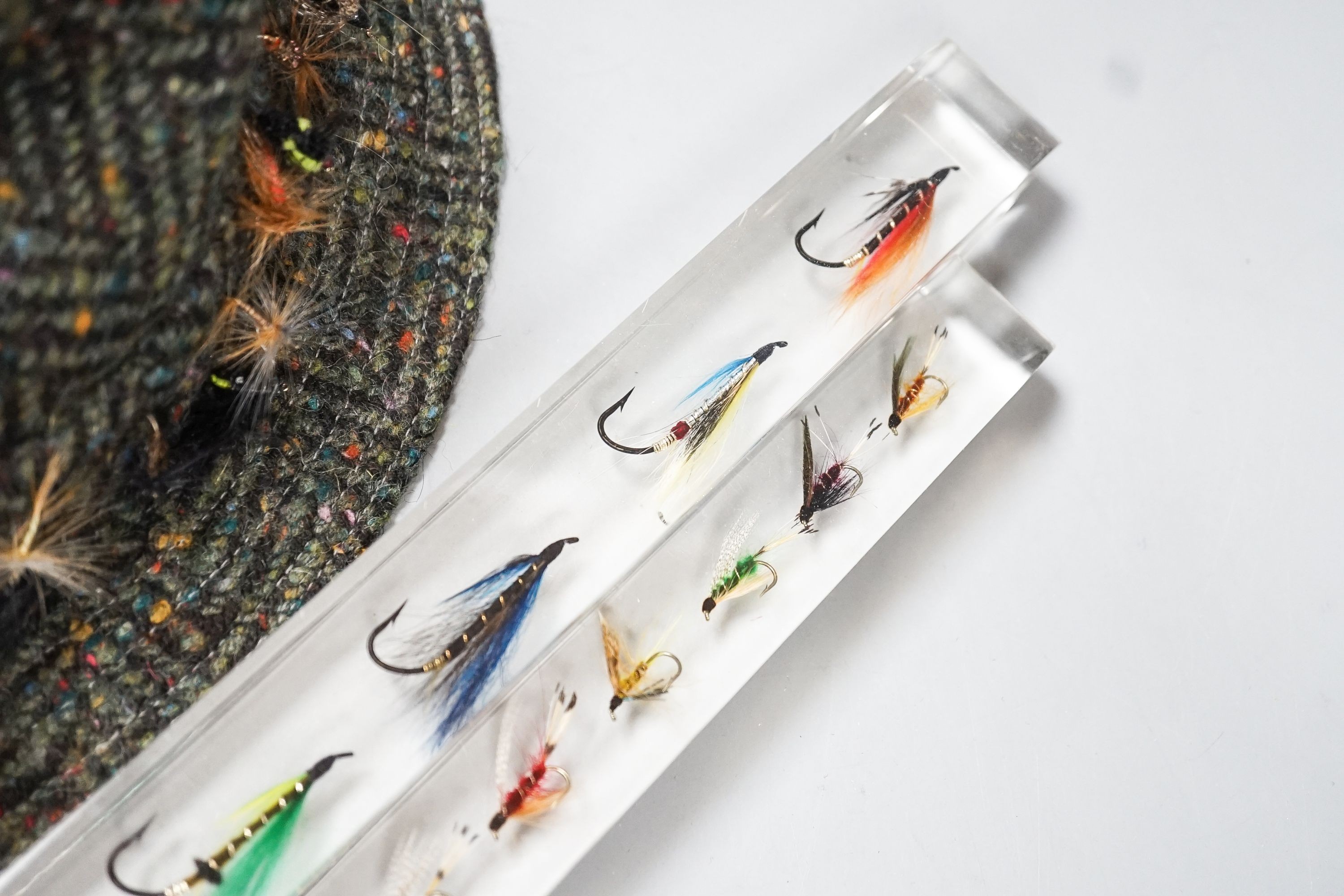 A Sealey octopus cane fishing rod and A Sealey carbon fibre rod, two others, reel and accessories